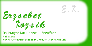 erzsebet kozsik business card