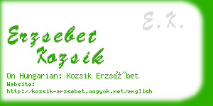 erzsebet kozsik business card